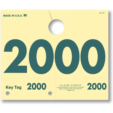 Car Dealer Depot Service Dispatch Numbers, Hang Tags, 4 Digit, Rl-78: 2000-2999 Pk 212